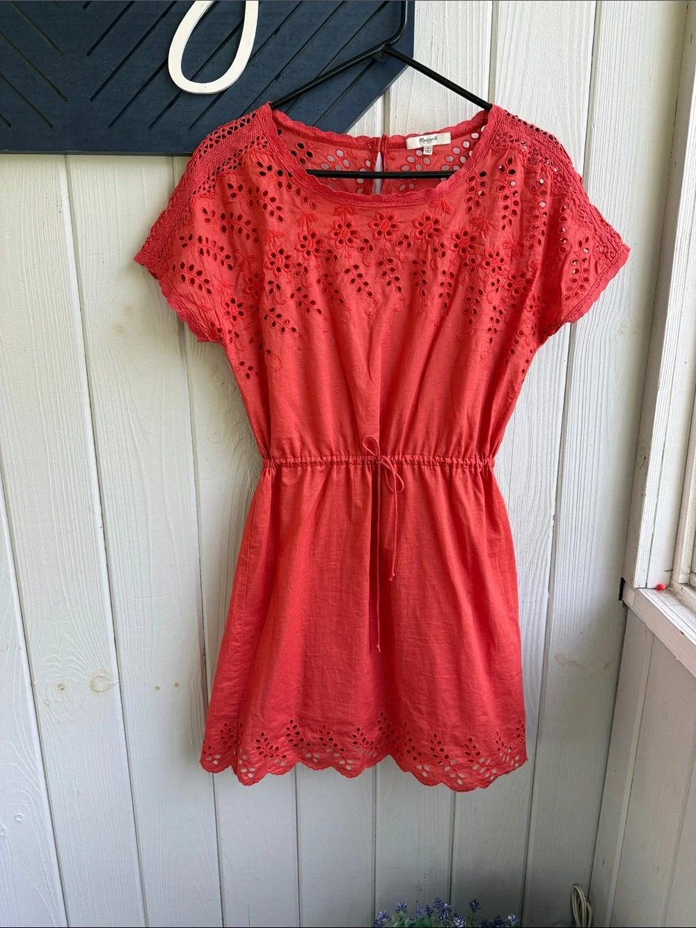 Madewell Red Eyelet Short Sleeve Romper